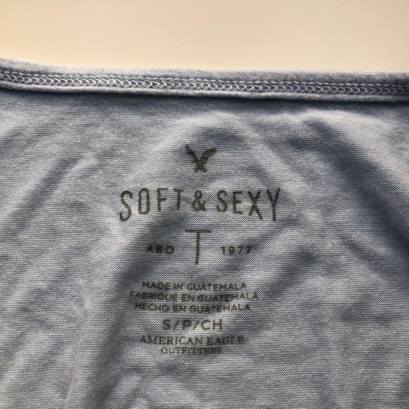 Soft & Sexy Blue V-Neck Top,Small II AmericanEagle - Picture 4 of 4
